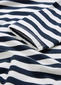 bonprix bonprix Básicos|Camisetas>Camiseta con escote barco Blanco-azul marino con rayas