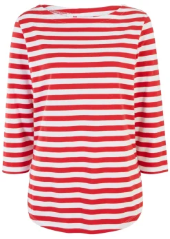 bonprix bonprix Básicos|Camisetas>Camiseta con escote barco rojo/blanco con rayas