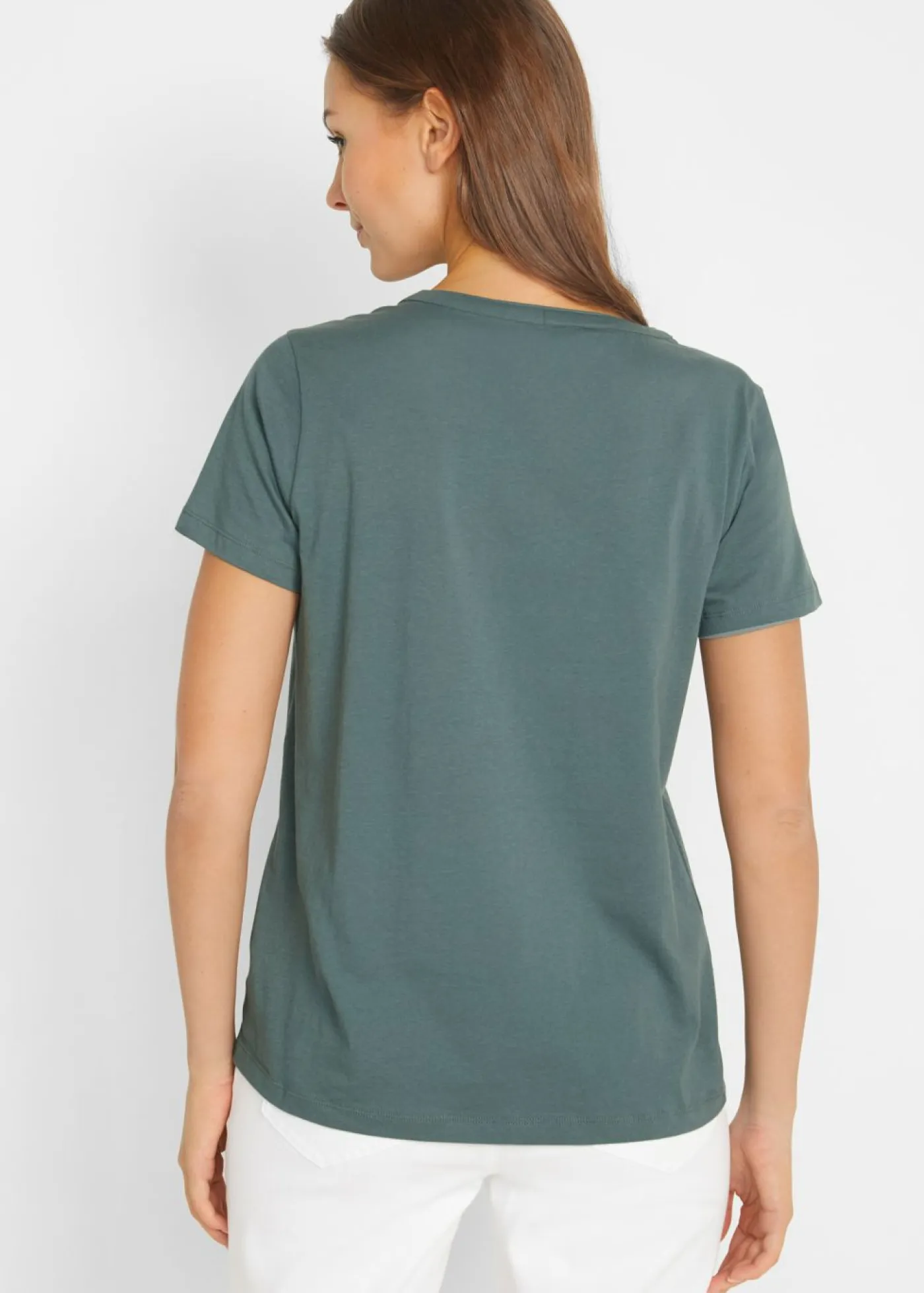 bonprix bonprix Camisetas|Novedades>Camiseta con escote decorativo Verde eucalipto