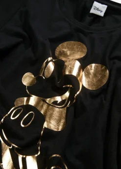 bonprix Disney Camisetas>Camiseta con estampado de Mickey Mouse Negro-dorado