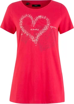 Mujer bonprix bonprix Camiseta con estampado de corazón de algodón orgánico