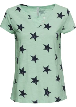 Mujer bonprix bonprix Camiseta con estampado de estrellas y algodón puro