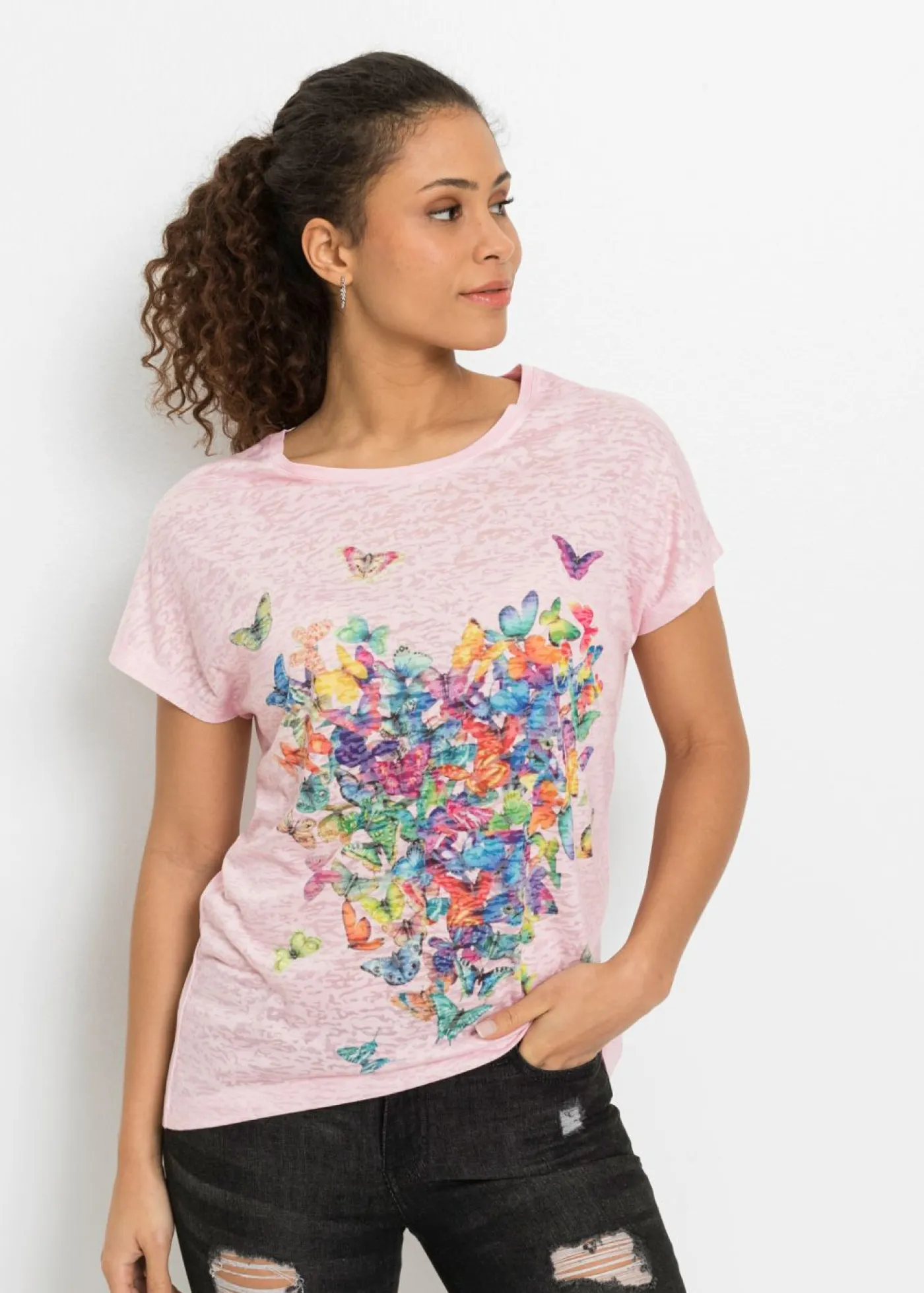 Mujer bonprix bonprix Camiseta con estampado de mariposa