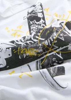 bonprix bonprix Ropa 9 A 16 Años·Camisetas>Camiseta con estampado skater Blanco estampado