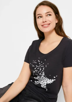 Mujer bonprix bonprix Camiseta con hilo flameado y manga corta