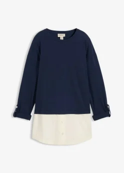 Mujer bonprix bonprix Camiseta con inserto de blusa de algodón orgánico puro