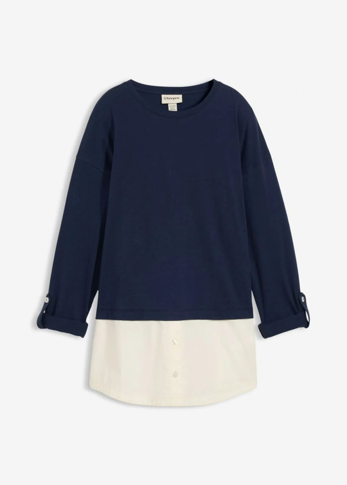 Mujer bonprix bonprix Camiseta con inserto de blusa de algodón orgánico puro