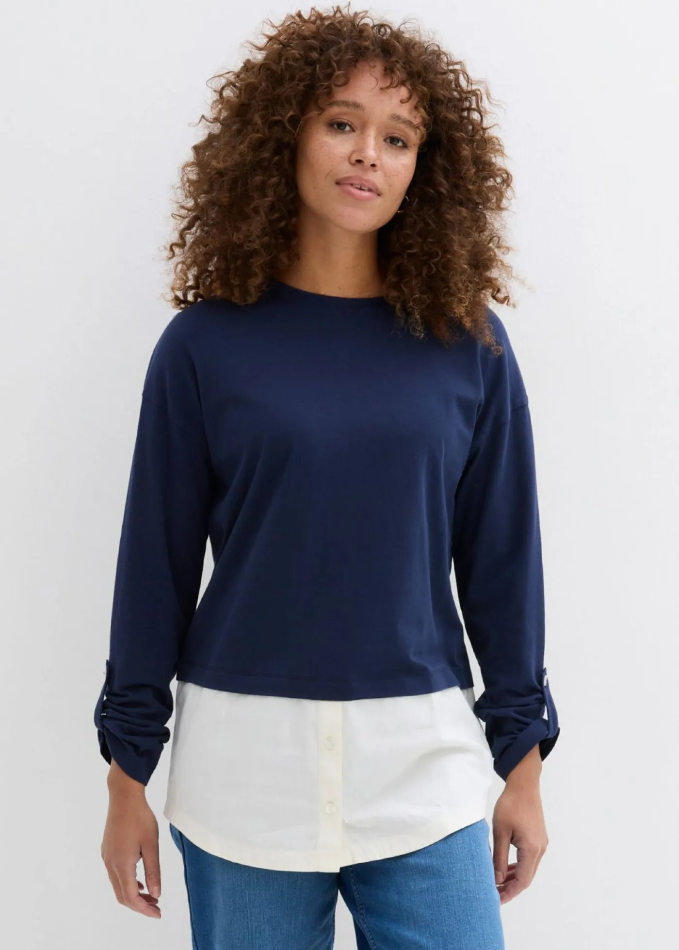 Mujer bonprix bonprix Camiseta con inserto de blusa de algodón orgánico puro