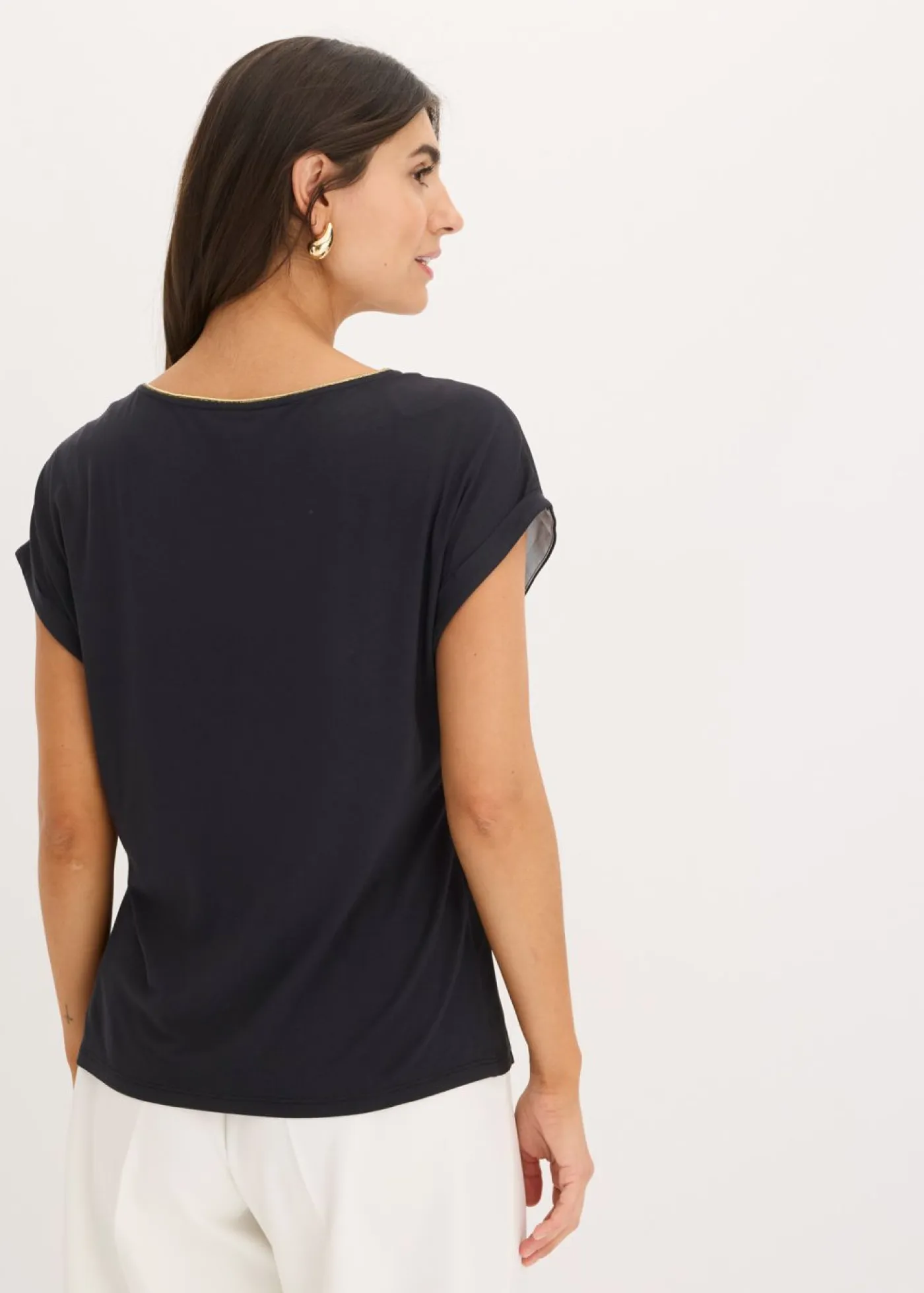 bonprix bonprix Camisetas>Camiseta con inserto de malla negro-rosa caliente