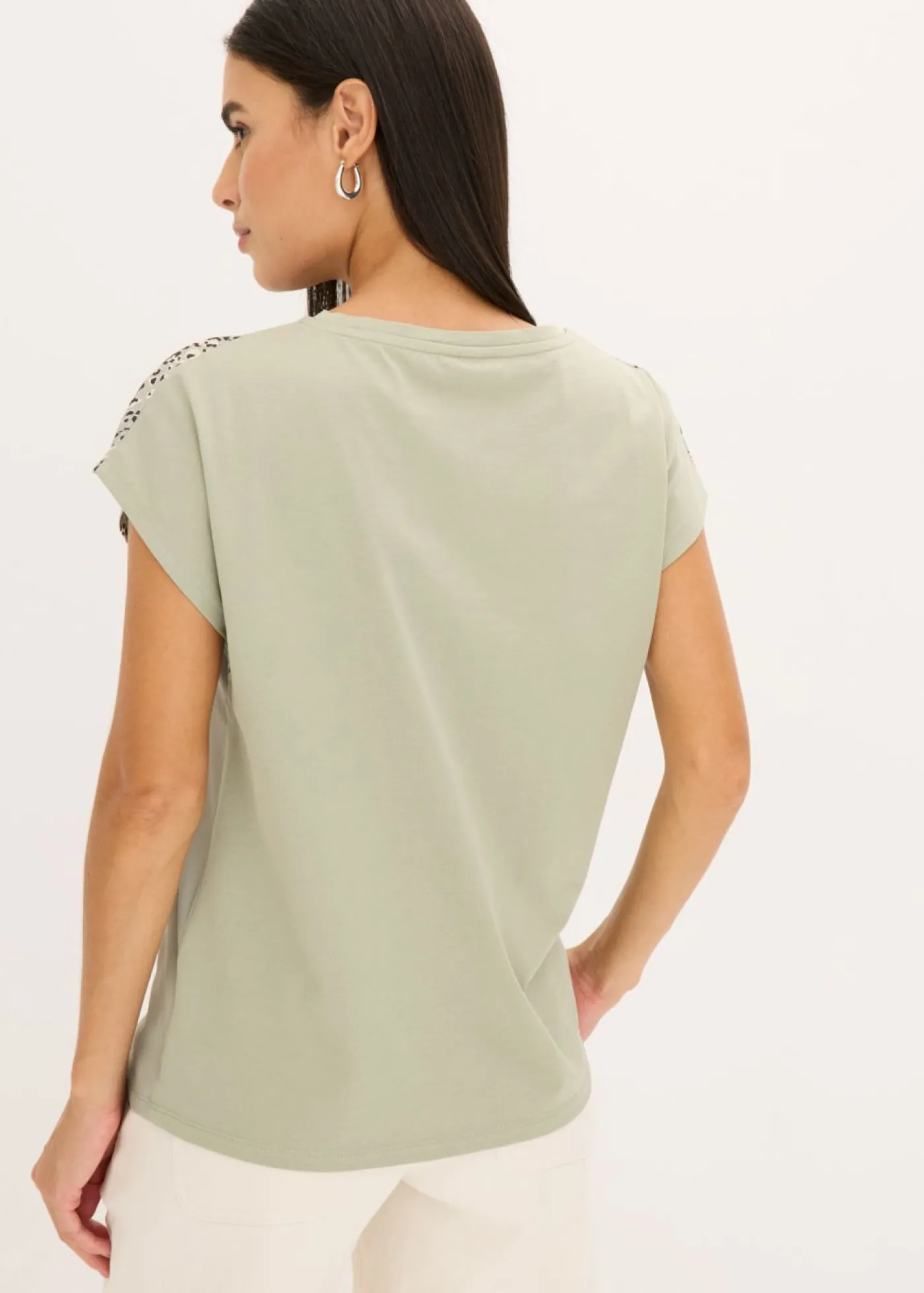 Mujer bonprix bonprix Camiseta con inserto de malla y piedras brillantes