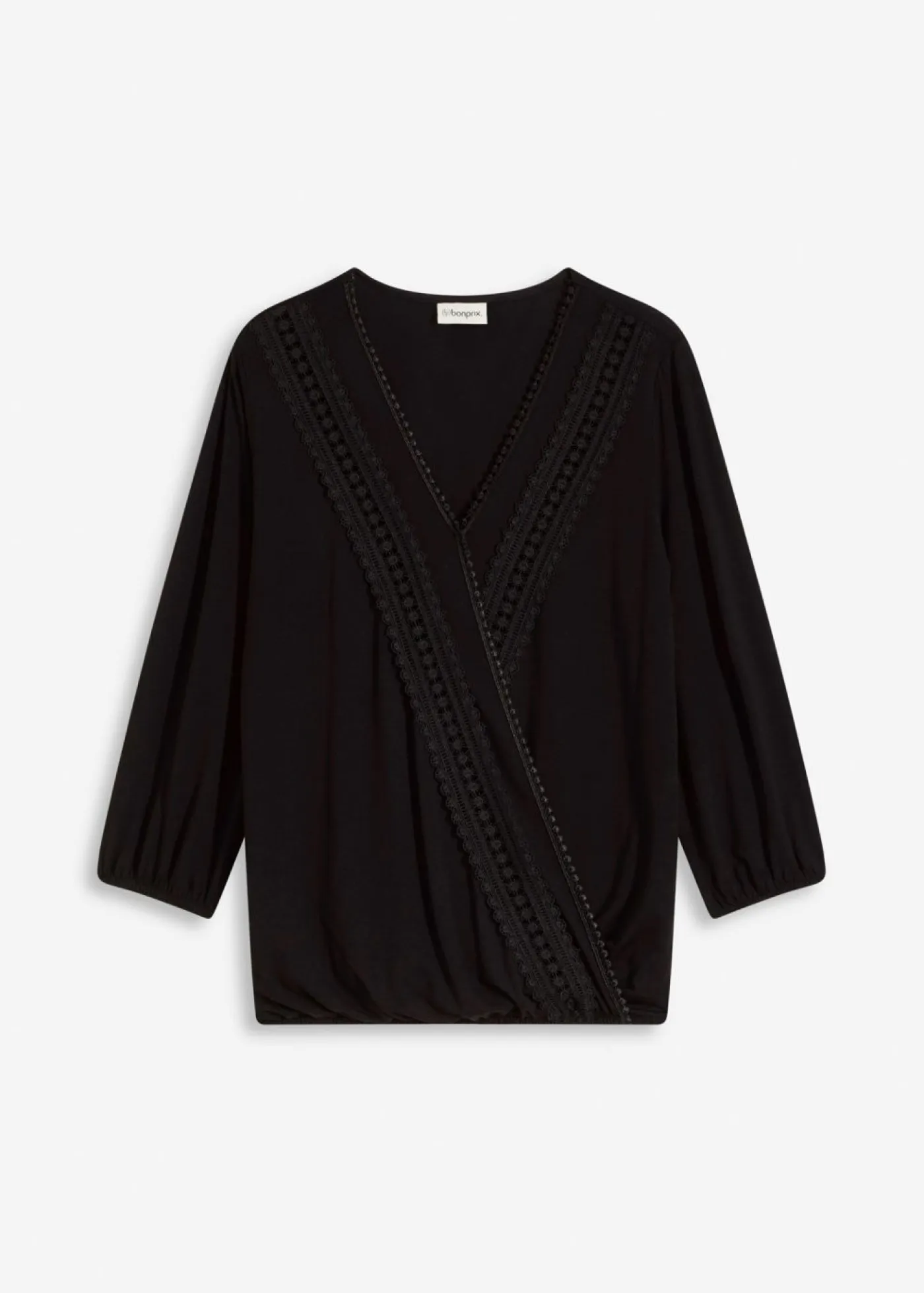 Mujer bonprix bonprix Camiseta con manga 3/4 y aspecto cruzado