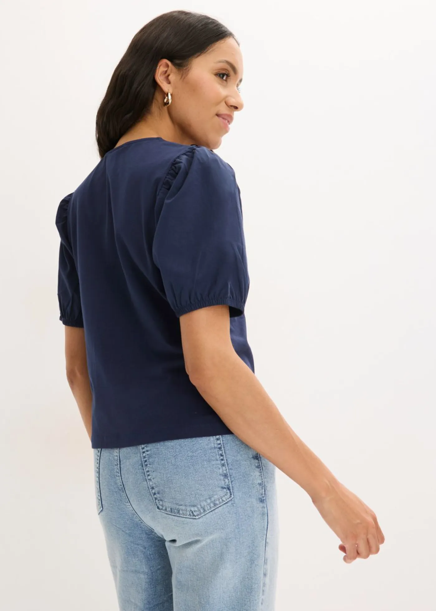 bonprix bonprix Camisetas|Novedades>Camiseta con mangas abullonadas Azul marino