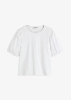 bonprix bonprix Camisetas|Novedades>Camiseta con mangas abullonadas Blanco