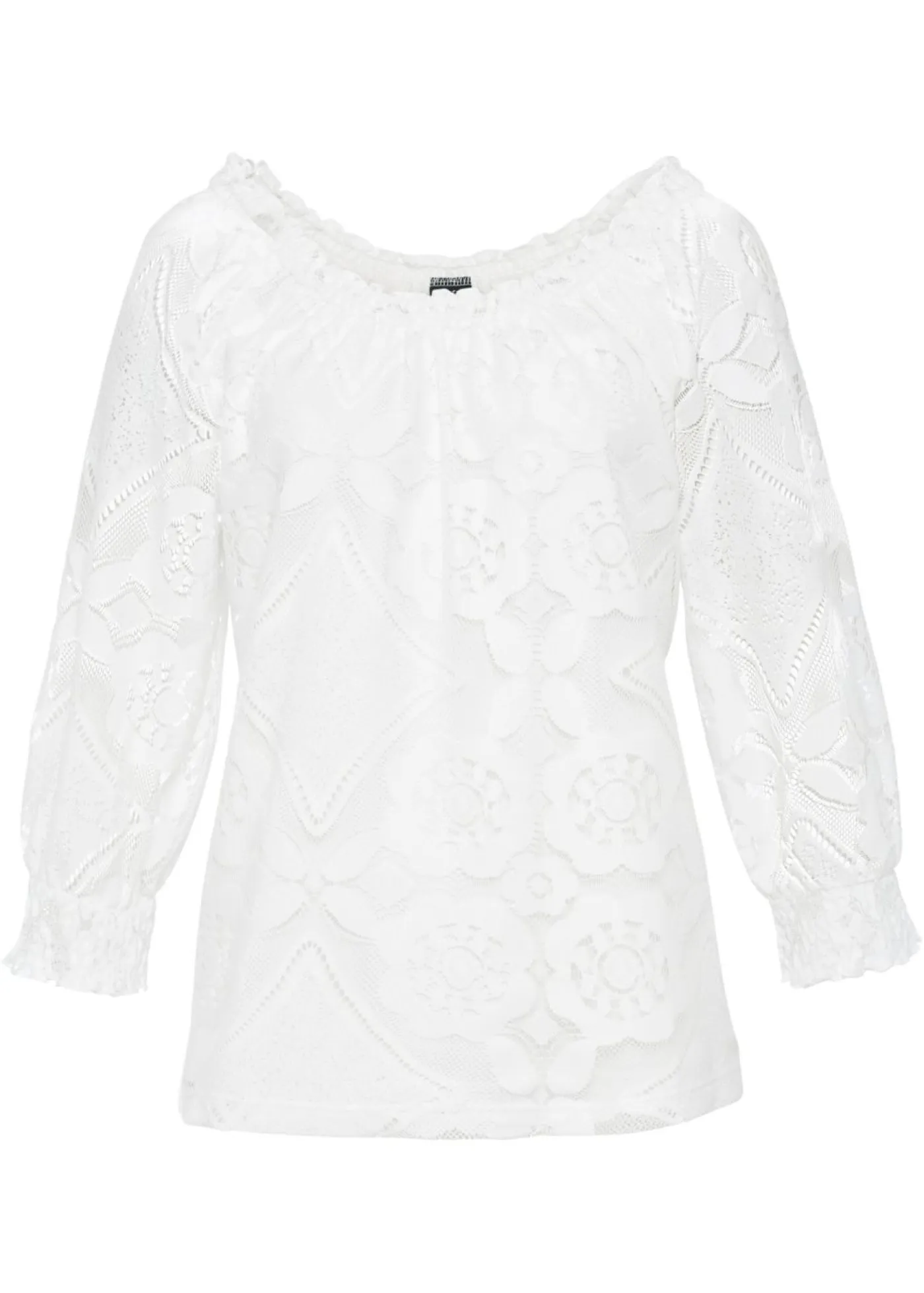 bonprix bonprix Camisetas>Camiseta con mangas abullonadas Blanco lana