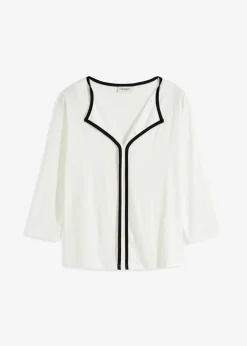 bonprix bonprix Camisetas>Camiseta con panel en contraste Blanco lana-negro