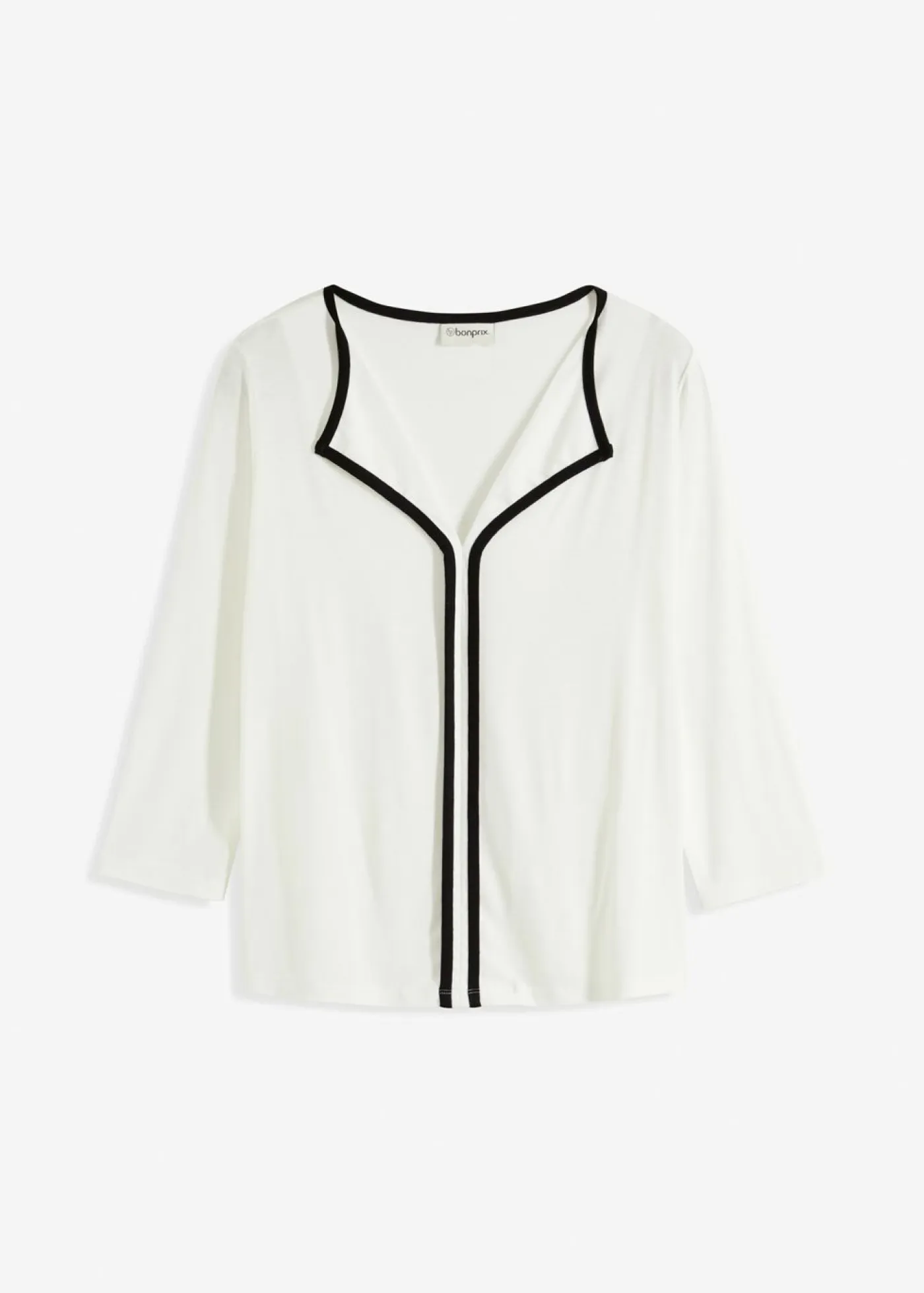 bonprix bonprix Camisetas>Camiseta con panel en contraste Blanco lana-negro