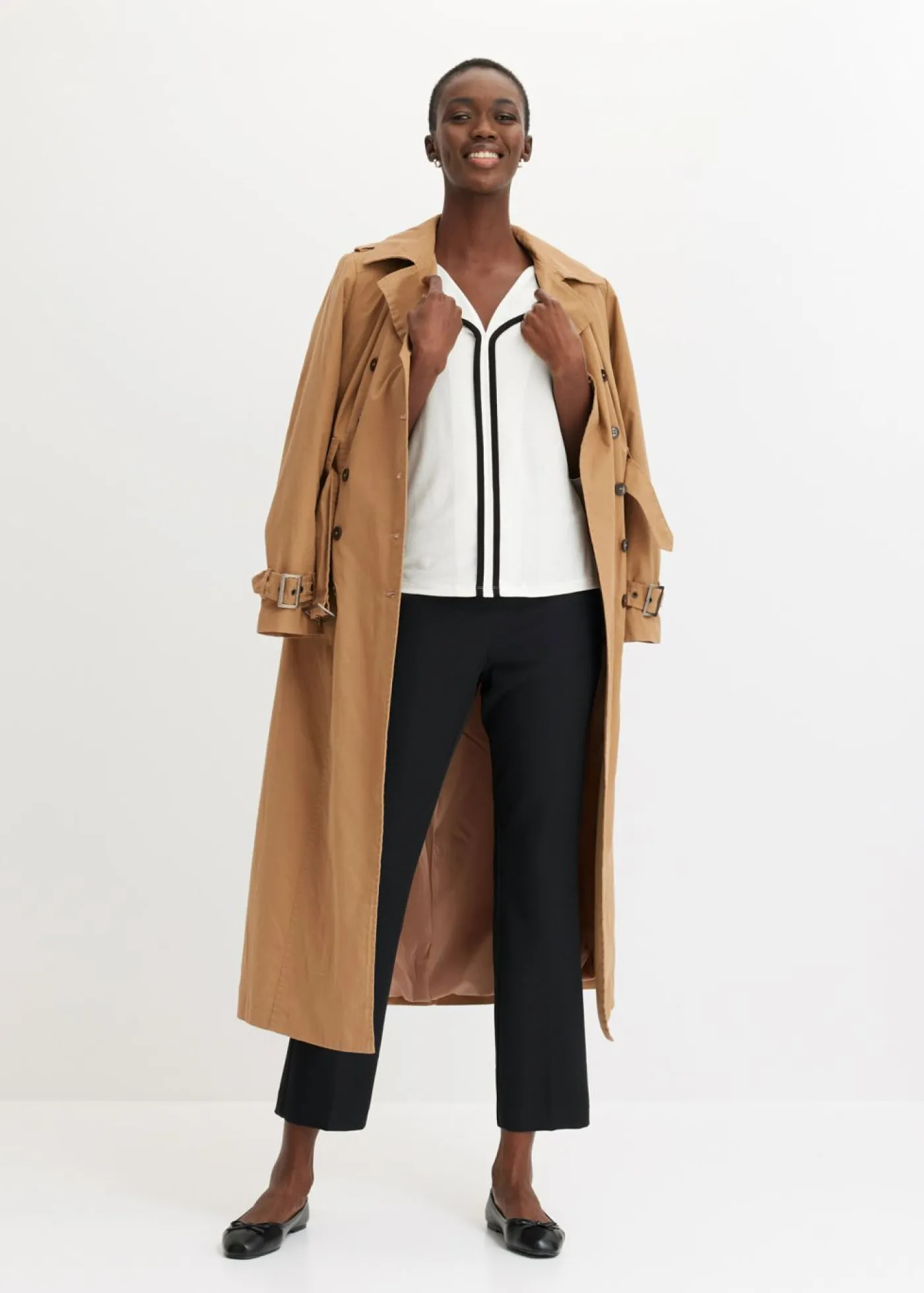 bonprix bonprix Camisetas>Camiseta con panel en contraste Blanco lana-negro