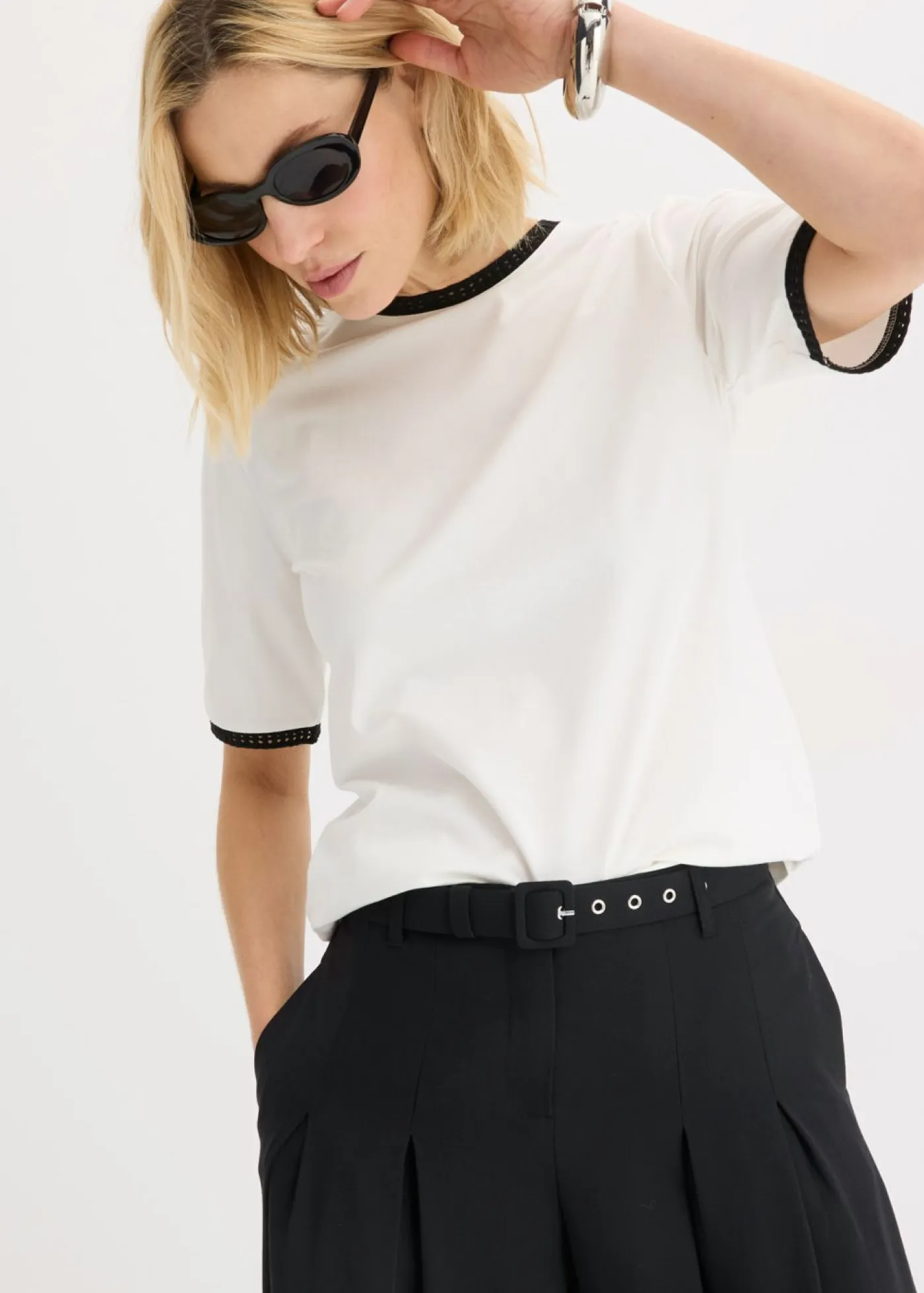 Mujer bonprix bonprix Camiseta con ribete de encaje