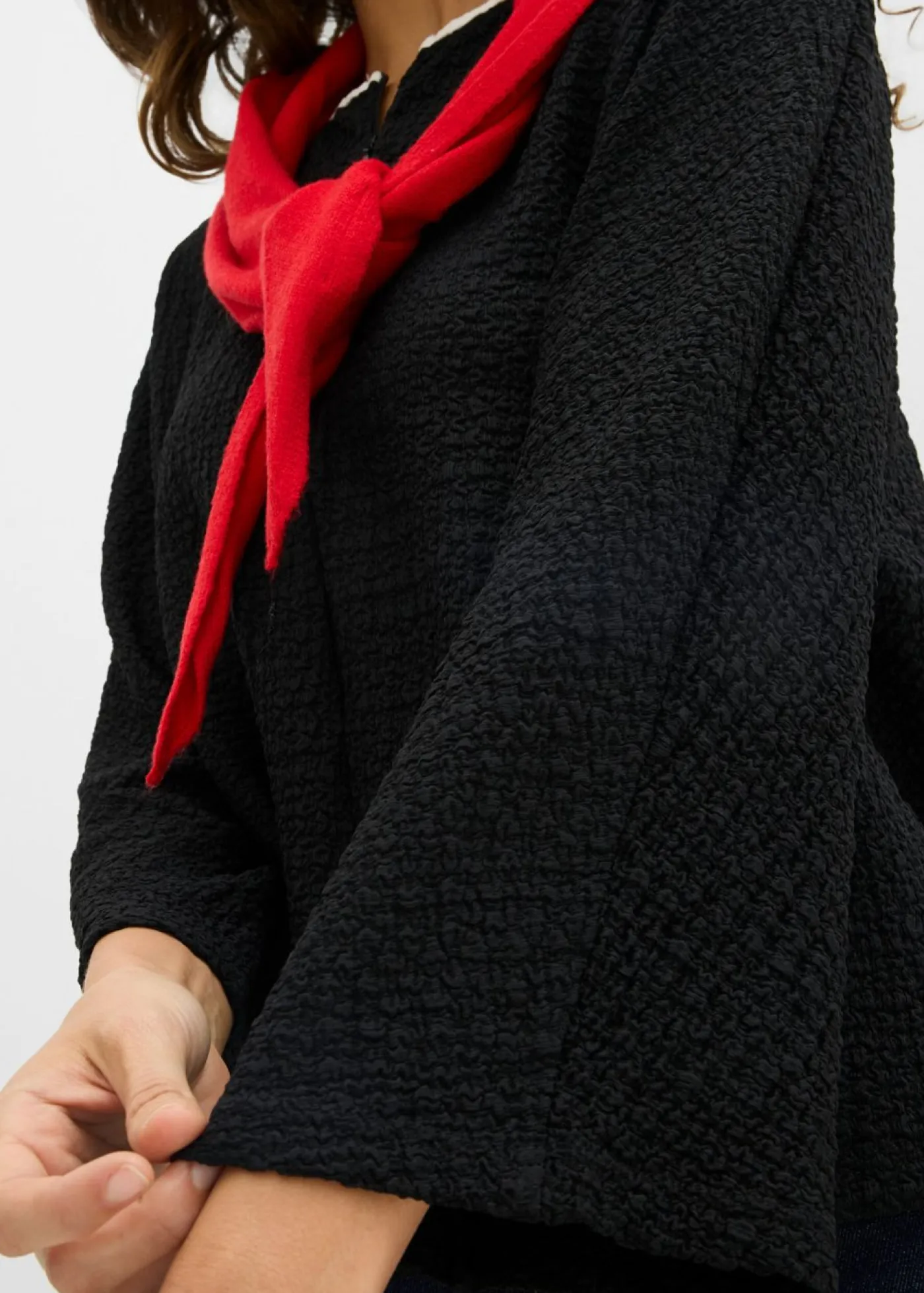 bonprix bonprix Camisetas>Camiseta con ribete en contraste Negro-blanco lana