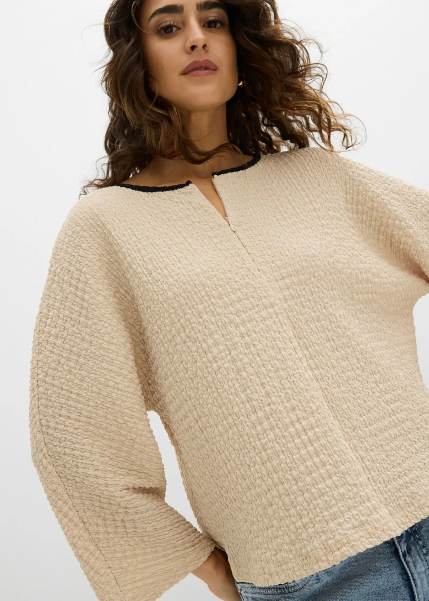 Mujer bonprix bonprix Camiseta con ribete en contraste