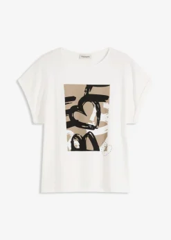 Mujer bonprix bonprix Camiseta con viscosa y piedras brillantes