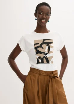 Mujer bonprix bonprix Camiseta con viscosa y piedras brillantes