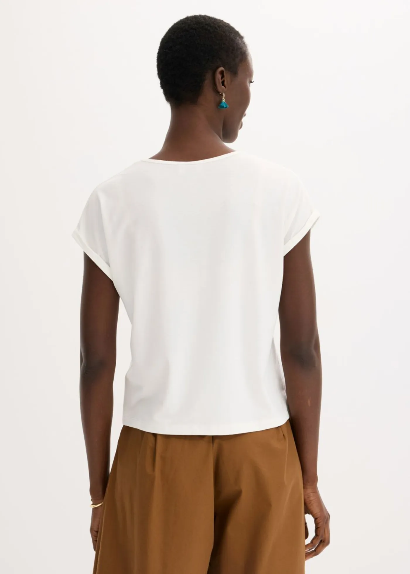 Mujer bonprix bonprix Camiseta con viscosa y piedras brillantes