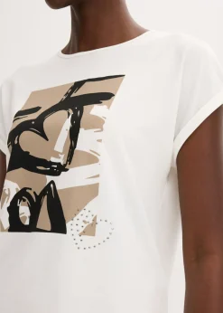 Mujer bonprix bonprix Camiseta con viscosa y piedras brillantes