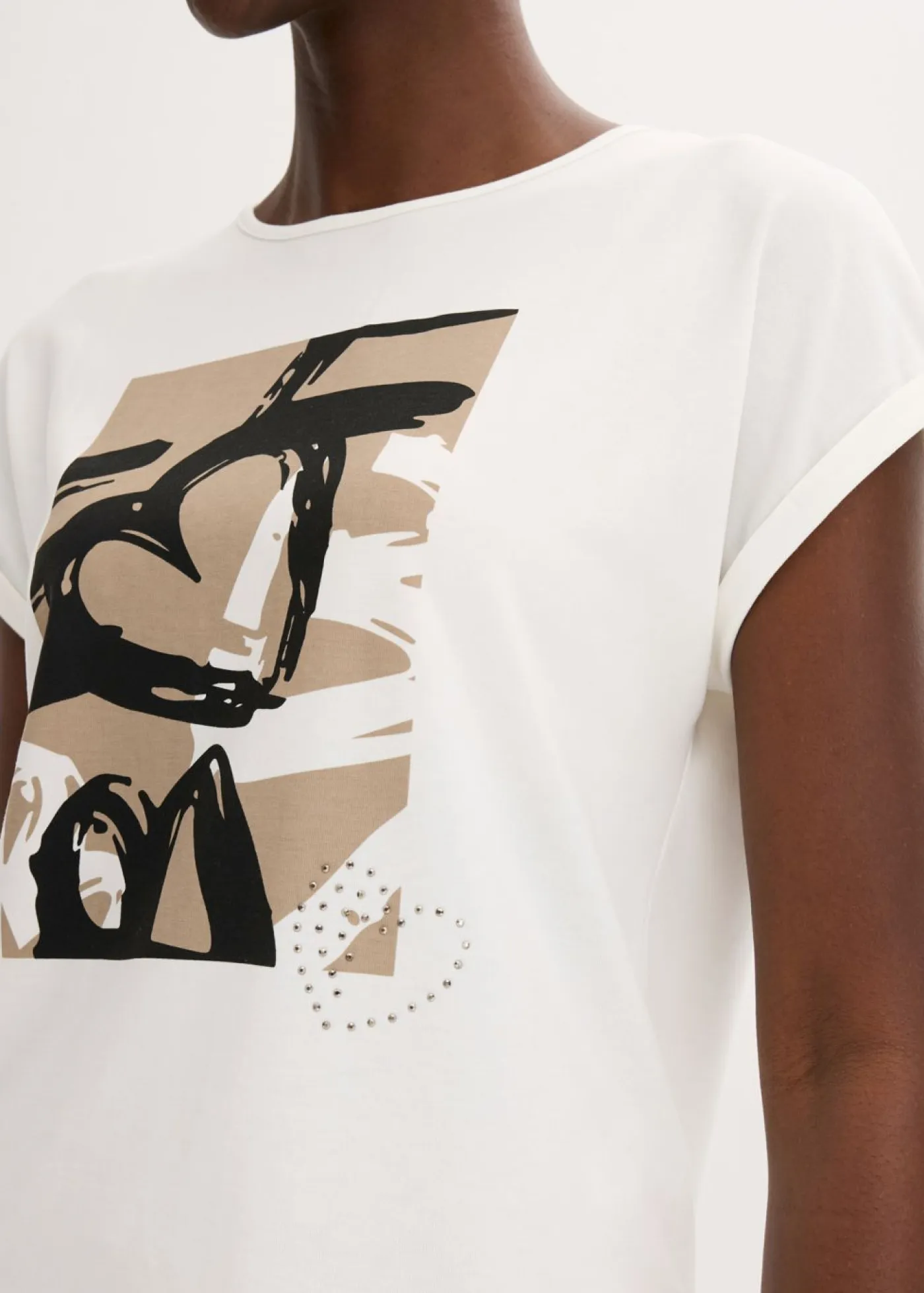 Mujer bonprix bonprix Camiseta con viscosa y piedras brillantes