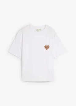 bonprix bonprix Camisetas>Camiseta corta con hombros caídos Blanco-beige