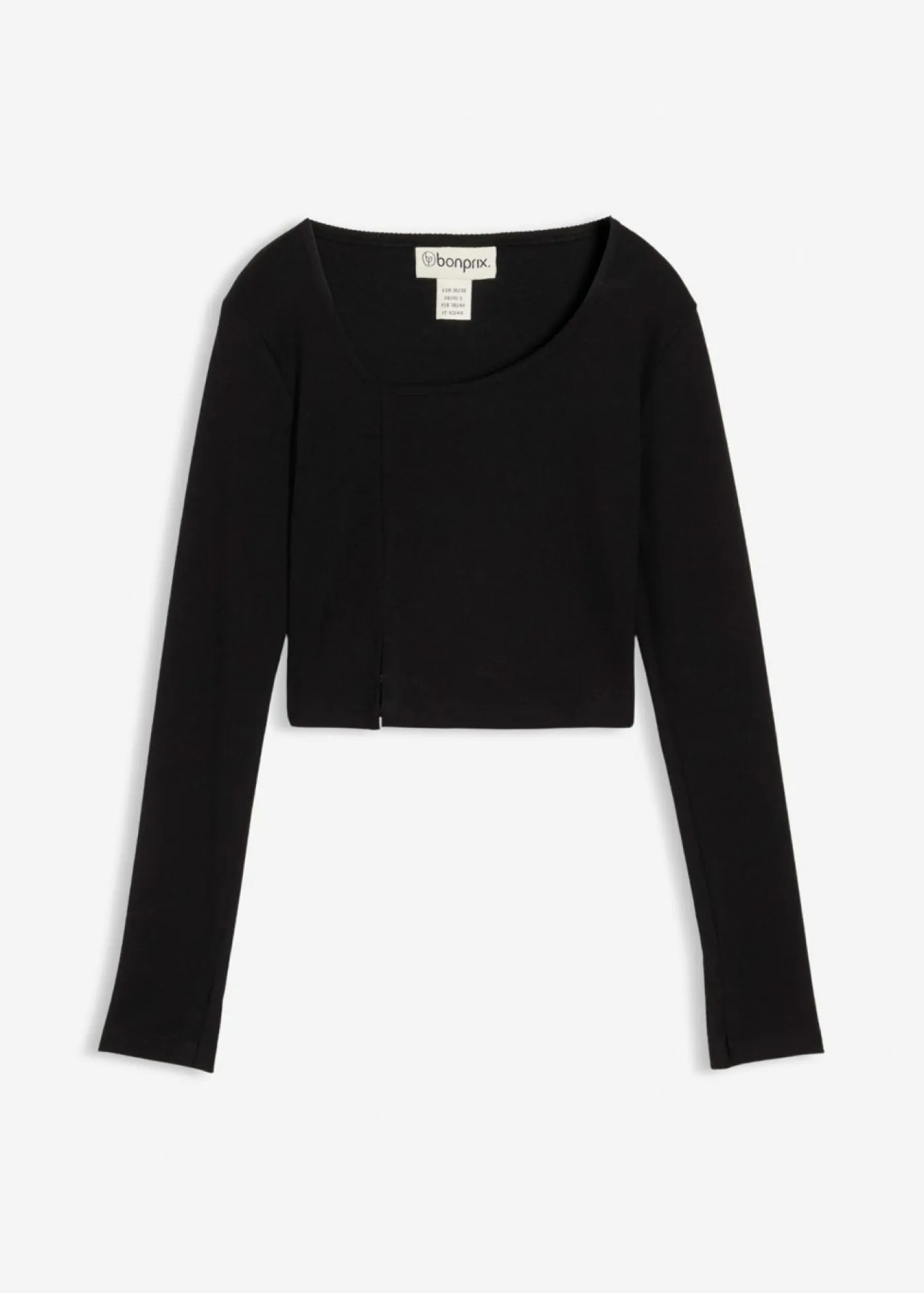 bonprix bonprix Camisetas>Camiseta corta de canalé Negro