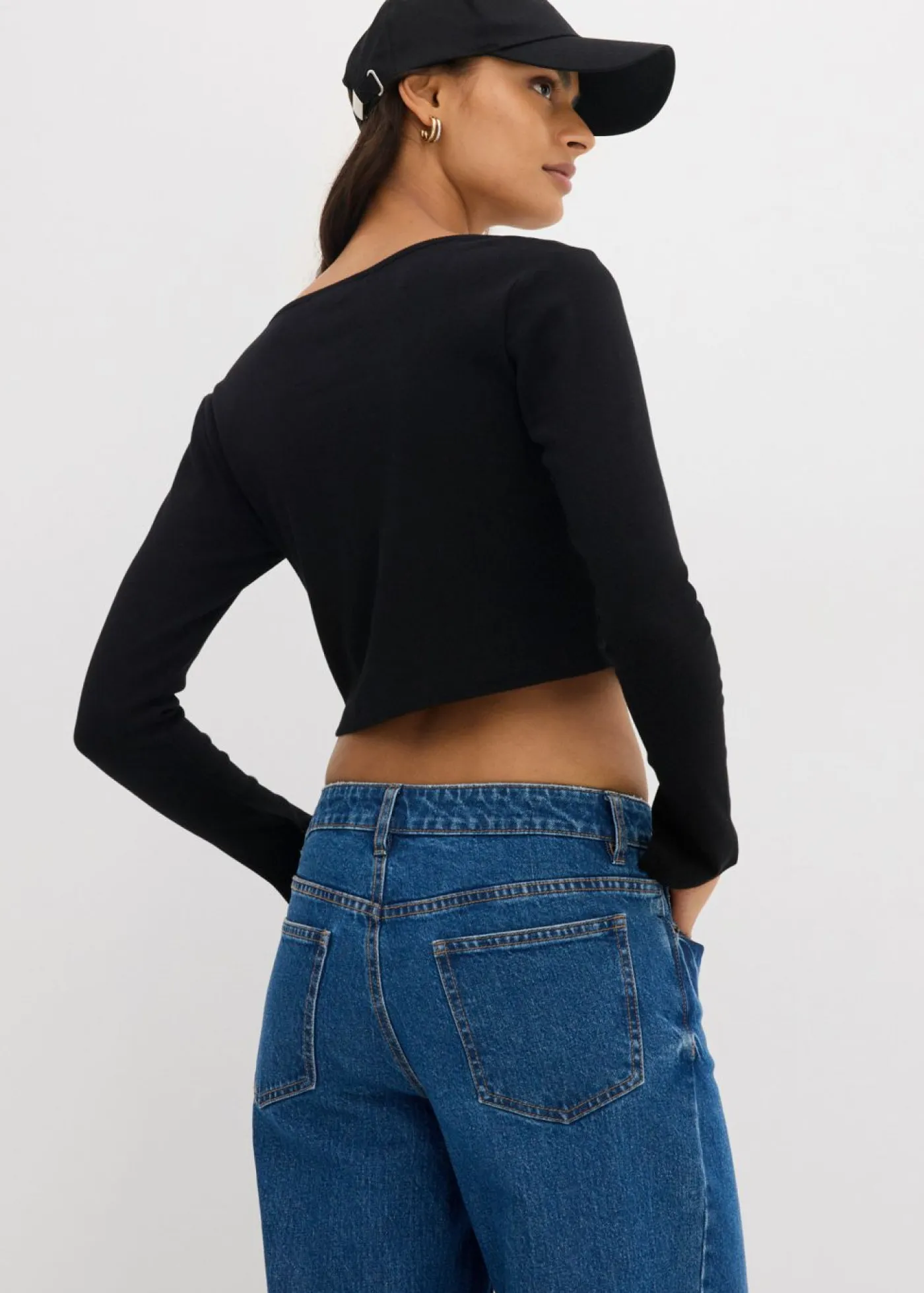 bonprix bonprix Camisetas>Camiseta corta de canalé Negro