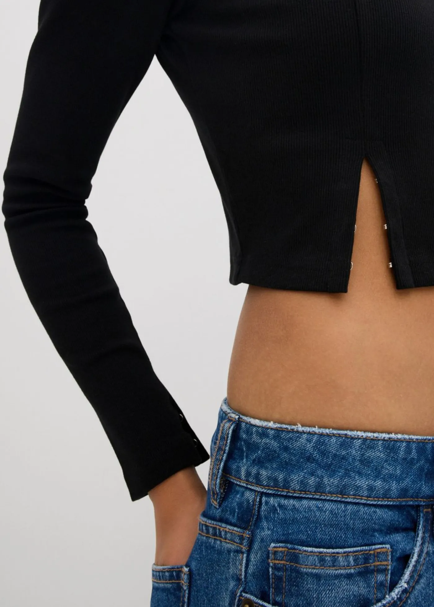 bonprix bonprix Camisetas>Camiseta corta de canalé Negro