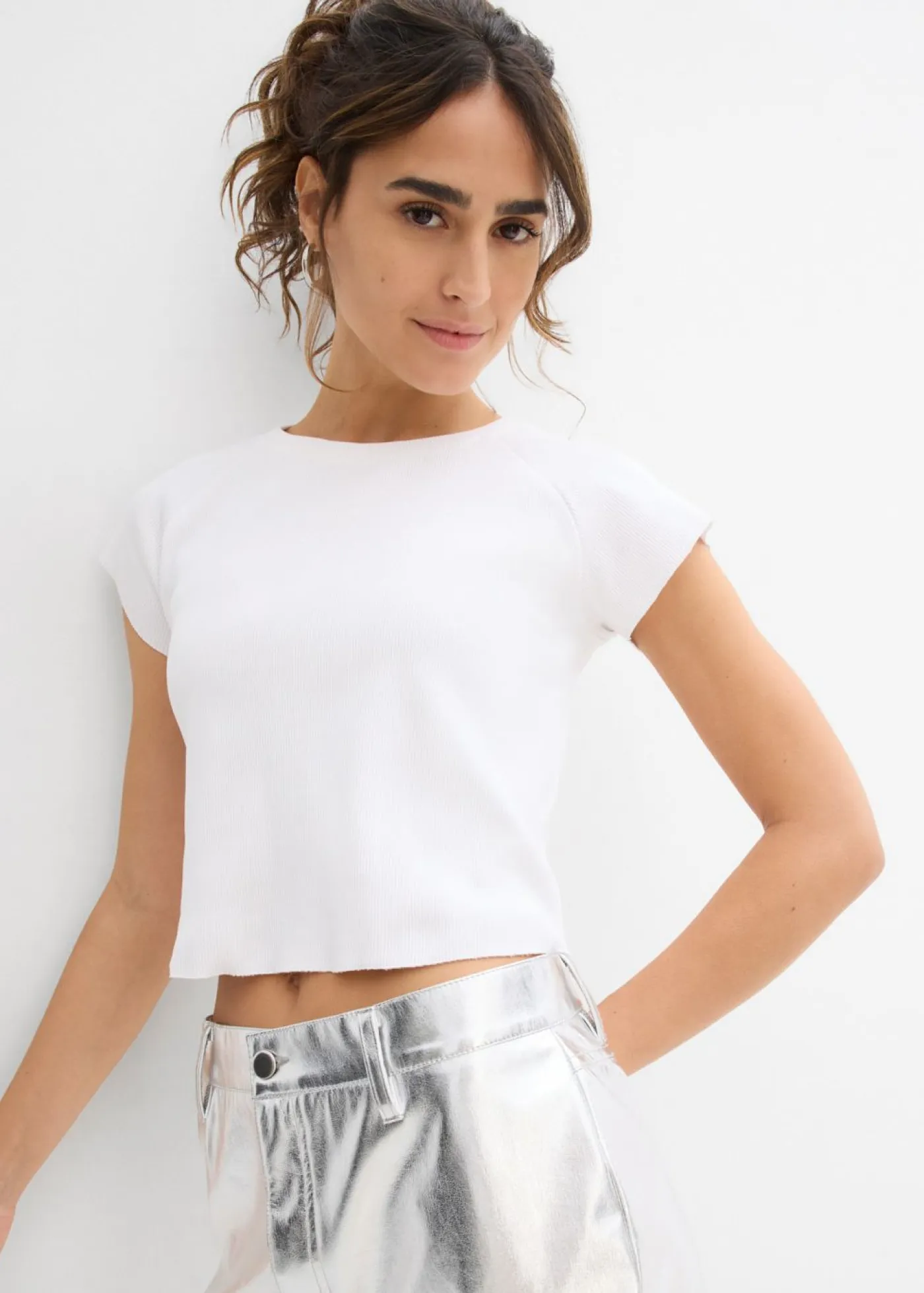 Mujer bonprix bonprix Camiseta corta de canalé