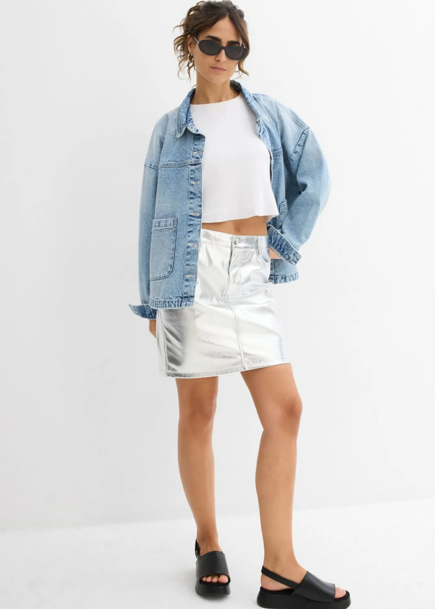 Mujer bonprix bonprix Camiseta corta de canalé