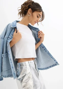 Mujer bonprix bonprix Camiseta corta de canalé