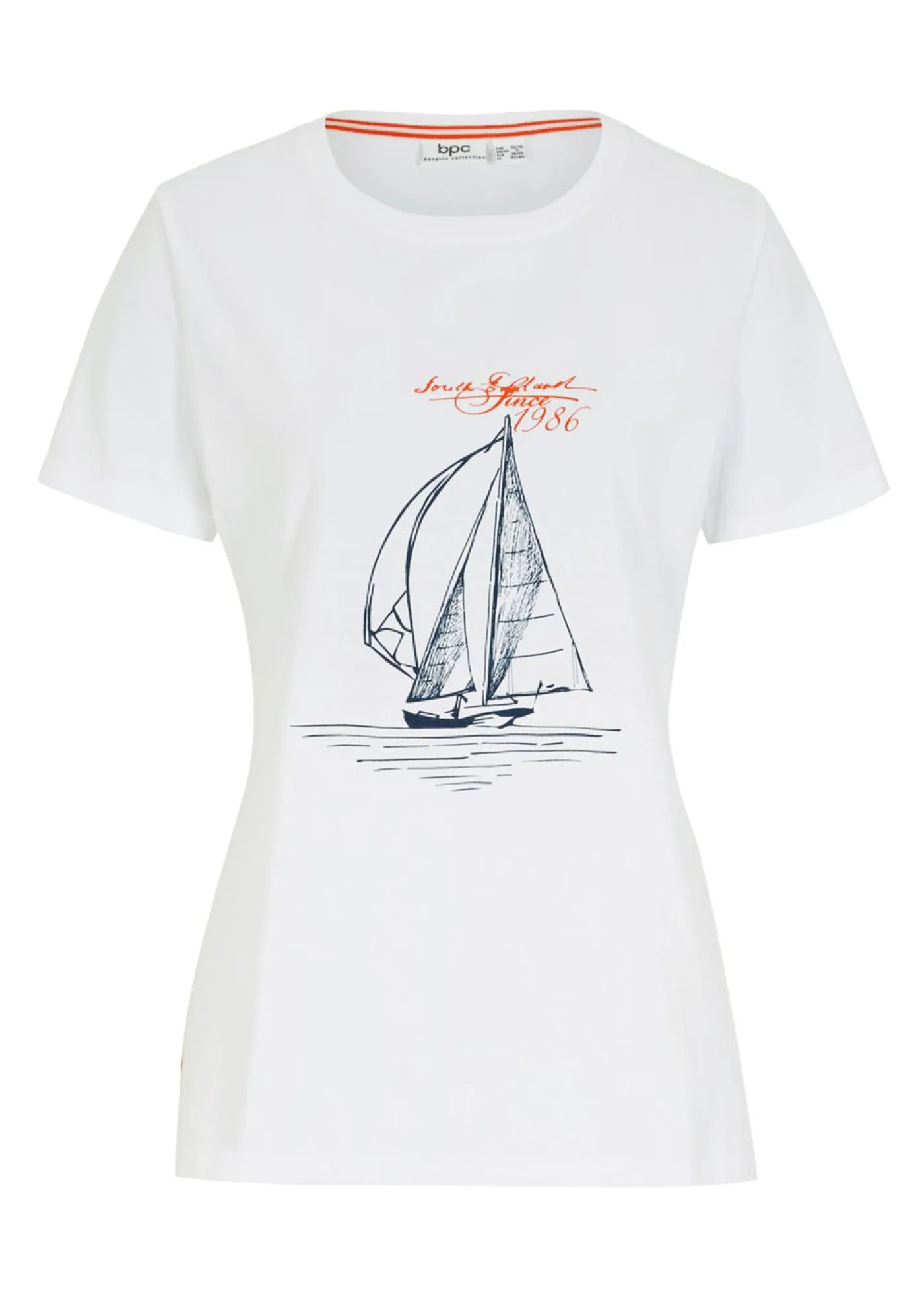 bonprix bonprix Camisetas>Camiseta de algodón con abertura lateral y estampado Blanco estampado