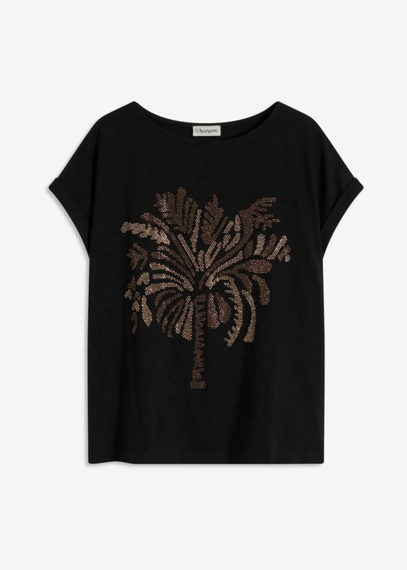 Mujer bonprix bonprix Camiseta de algodón con aplicación de tachuelas