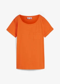 bonprix bonprix Básicos|Camisetas>Camiseta de algodón orgánico puro Naranja cálido