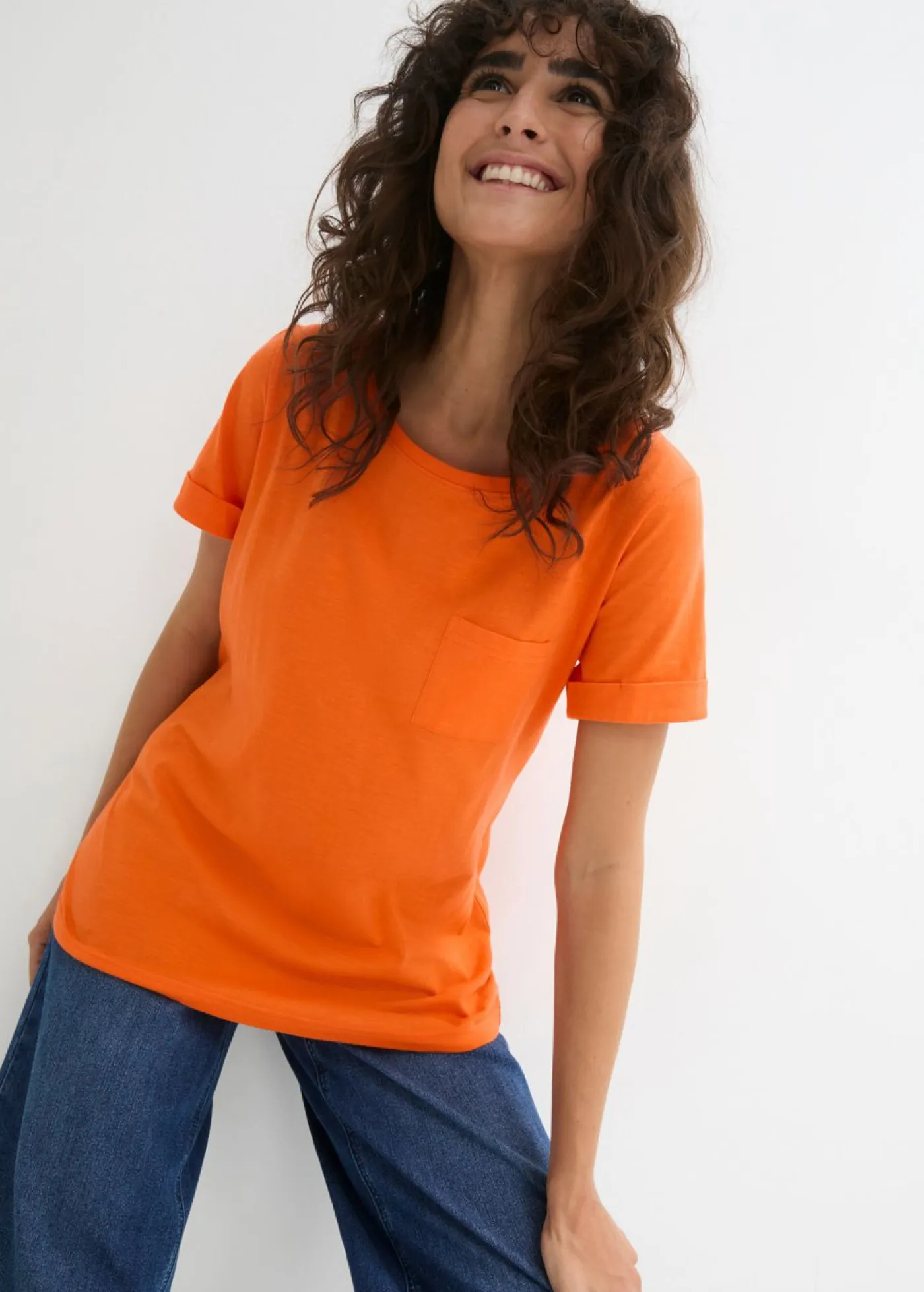 bonprix bonprix Básicos|Camisetas>Camiseta de algodón orgánico puro Naranja cálido