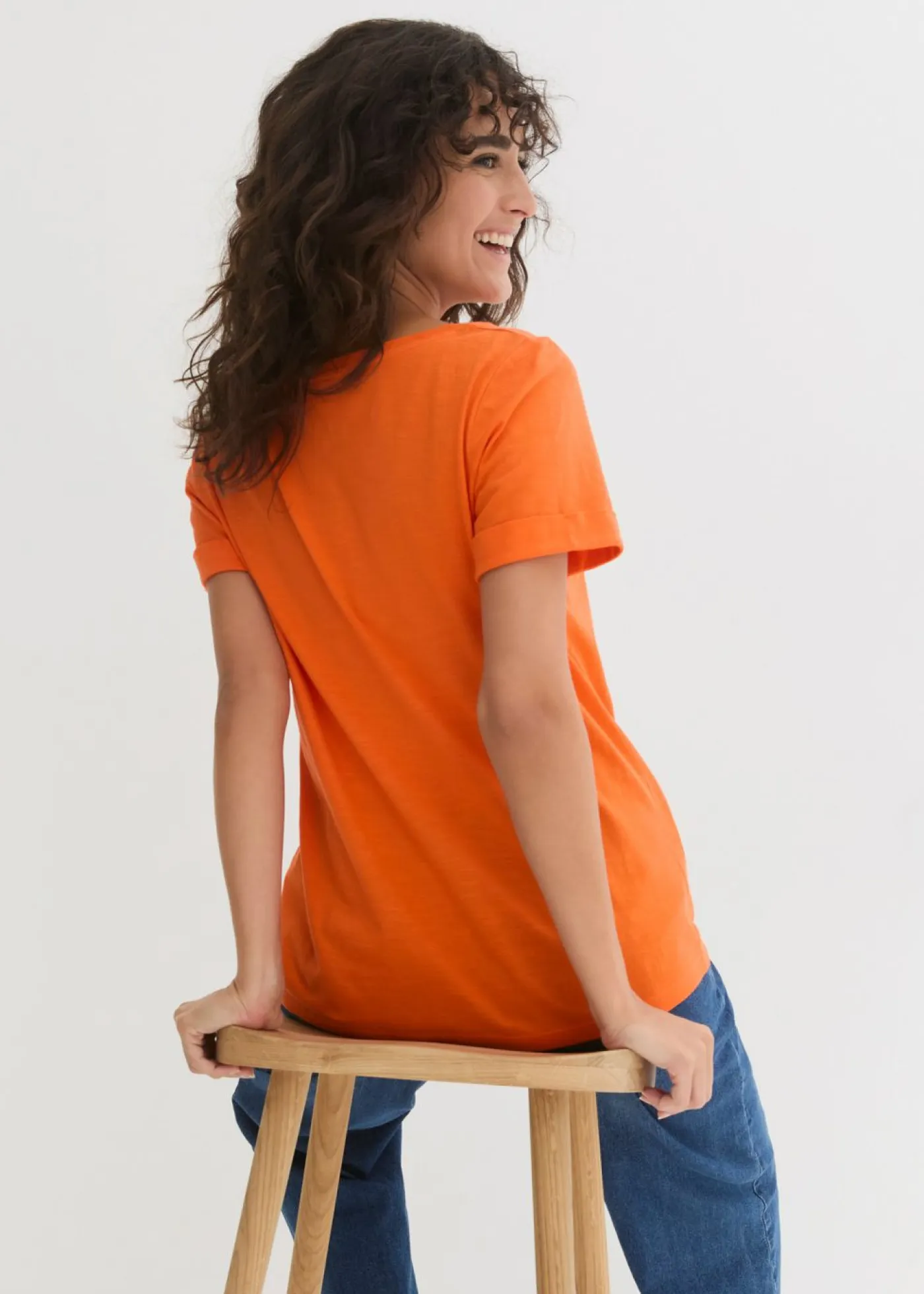 bonprix bonprix Básicos|Camisetas>Camiseta de algodón orgánico puro Naranja cálido