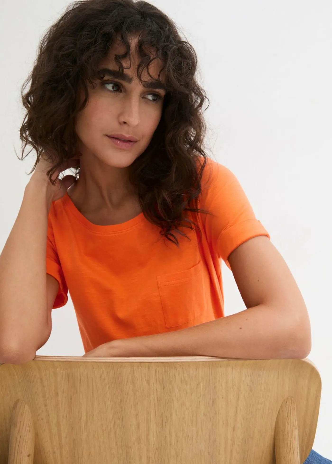 bonprix bonprix Básicos|Camisetas>Camiseta de algodón orgánico puro Naranja cálido