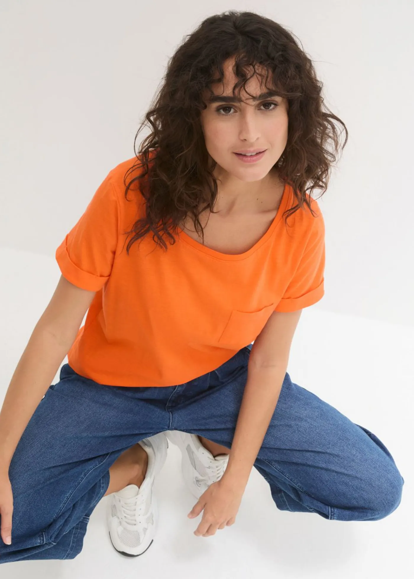 bonprix bonprix Básicos|Camisetas>Camiseta de algodón orgánico puro Naranja cálido