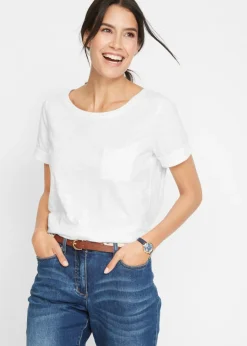 bonprix bonprix Básicos|Camisetas>Camiseta de algodón orgánico puro Blanco