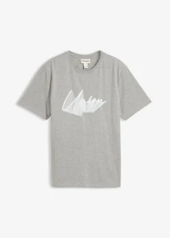 bonprix bonprix Camisetas Y Polos>Camiseta de algodón orgánico puro Gris claro jaspeado