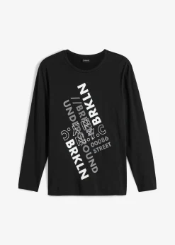 bonprix bonprix Camisetas Y Polos>Camiseta de algodón orgánico puro con manga larga Negro