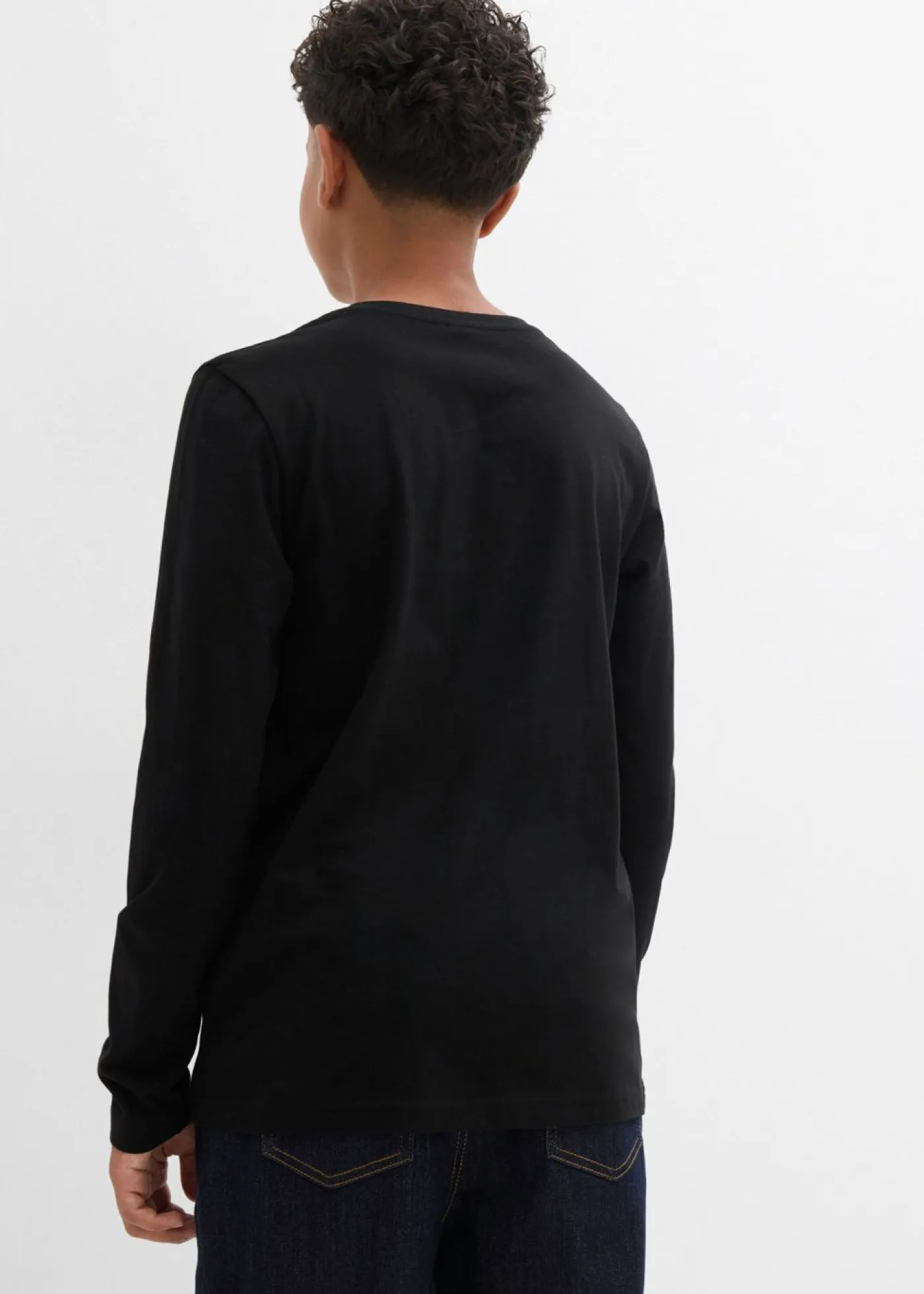 bonprix bonprix Ropa 9 A 16 Años·Camisetas>Camiseta de algodón orgánico puro con manga larga Negro