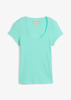 bonprix bonprix Básicos|Camisetas>Camiseta de algodón orgánico puro Azul mentol