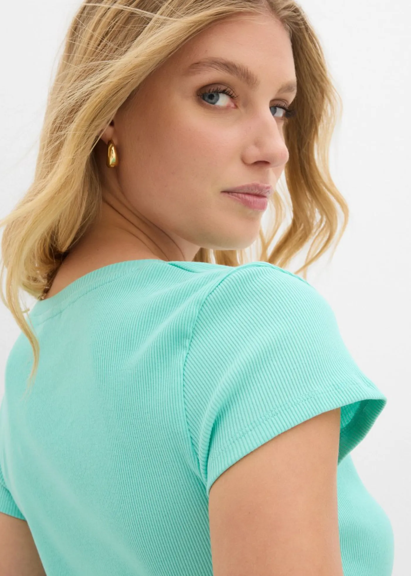 bonprix bonprix Básicos|Camisetas>Camiseta de algodón orgánico puro Azul mentol