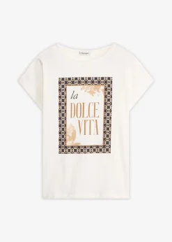 bonprix bonprix Camisetas|Novedades>Camiseta de algodón orgánico puro Blanco lana